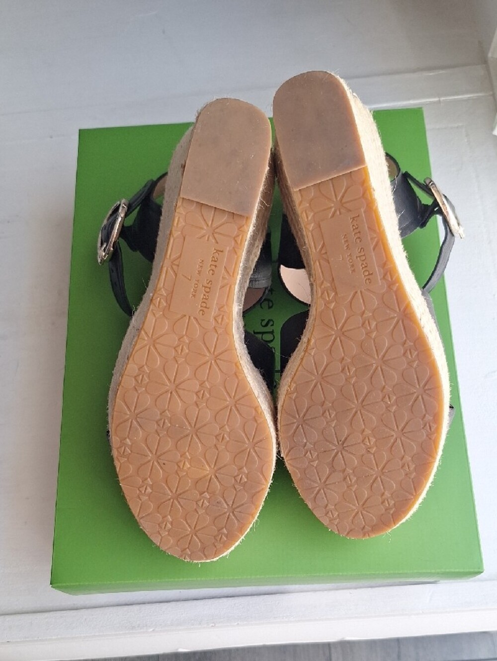 kate spade Black Espadrille Platform Wedge Sandals - Picture 5 of 6